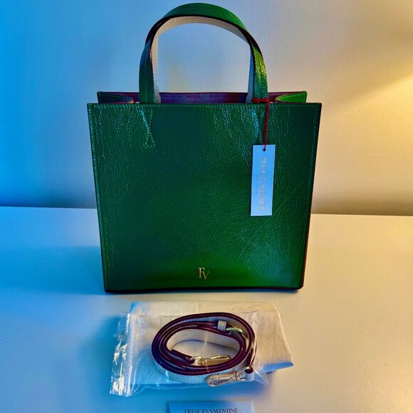 NWT Frances Valentine Margo Tote in Green Naplak Leather - The Perfect Bag - Picture 8 of 13